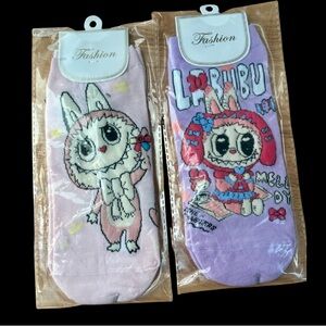 Women's Cute Cartoon Socks - Pink and Purple